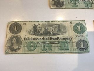 1800’s $1 & $2 Tallahassee Rail Road Company 2