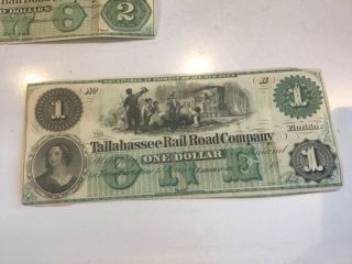 1800’s $1 & $2 Tallahassee Rail Road Company 3