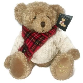 Harrods 2002 13 " Christmas Bear Foot Dated W/tags Limited Collectible Plush