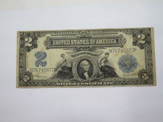 1899 $2 Silver Certificate Mini Porthole Banknote Low Grade 