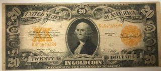 1922 Gold Back Large $20 Dollar Bill In Gold Coin Note