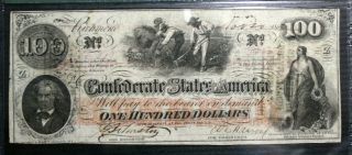 T - 41 $100 Confederate Paper Money 1862 PMG 35 CHOICE VERY FINE ADVERTISING NOTE 3
