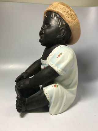 Antique Bisque Porcelain Black Americana 1900s Piano Baby Doll Figurine 2