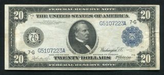 Fr.  991a 1914 $20 Twenty Dollars Frn Federal Reserve Note Chicago,  Il Very Fine,