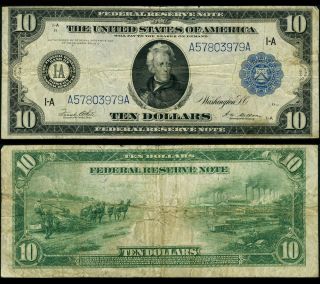 Fr.  907 A $10 1914 Federal Reserve Note Boston Vf