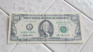 U.  S.  Federal Reserve Note 100 Dollar Bill 1993