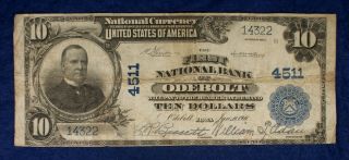 1902 $10 Large Size National Currency Banknote - First National Odebolt,  Iowa