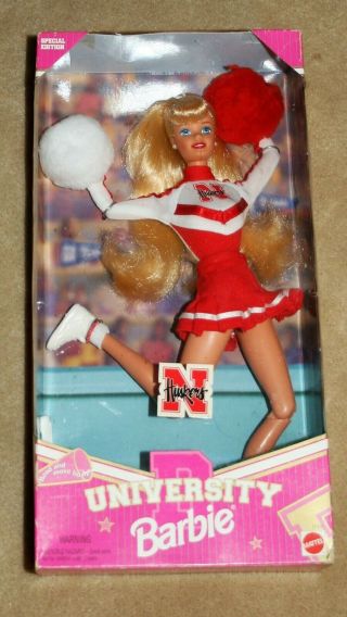 Barbie Nebraska Cornhusker Cheerleader Doll Orig Box Go Big Red Doll Bin/offer