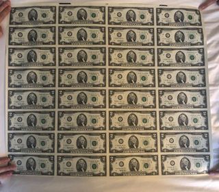 1995 Uncut Sheets Of 32 $2 Bills