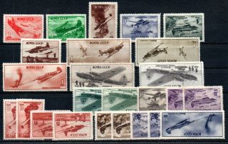 Russia,  1945 / 1946,  Airplanes,  Two Full Sets And More,  Mh / Mnh