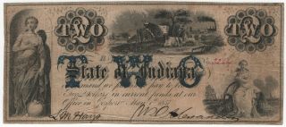 $2 State Of Indiana Obsolete Banknote Gosport Indiana 1857 Choice Vf Color