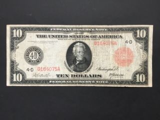 Us 1914 $10 Dollar Federal Reserve Note.