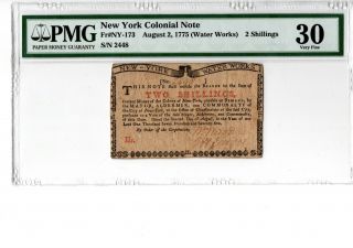 Colonial Note: York August 2,  1775 2 Shillings Fr Ny - 173 Pmg 30 19 - C250