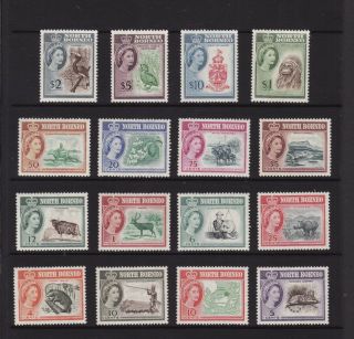 North Borneo Malaya 1961 Qeii Definitive Complete Set 16 Stamps To $10 - Lh