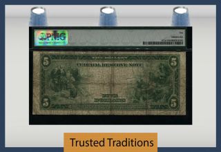 TT FR 871a 1914 $5 FEDERAL RESERVE NOTE CHICAGO STAR BLUE SEAL PMG 10 VERY GOOD 2
