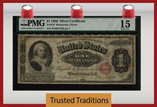 Tt Fr 216 1886 $1 Silver Certificate Martha Ornate Reverse Small Red Seal Pmg 15