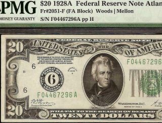 1928 A $20 Dollar Bill Numerical 6 Gold Demand Frn Note Better Fr 2051 - F Pmg 58