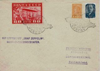 Soviet Union 1930 Env With 3 Stamps Incl.  1 Zeppelin,  Zeppelin Cover To Germany
