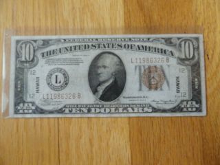 Us 1934 A $10 Dollar Hawaii Federal Reserve Note.  Crisp