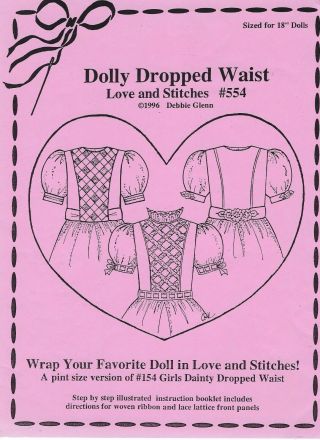 18 " American Girl/gotz Doll Dropped Waist Princess Seam Dress/variations Pattern