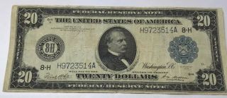 1914 $20 Federal Reserve Note St.  Louis 8 - H White/mellon Large Size