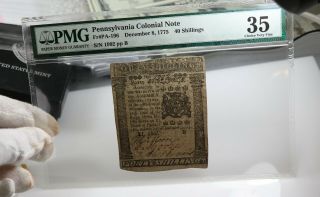 40 Shillings Pennsylvania Colonial Note Pmg 35 Very Fine Dec 8 1775 Fr Pa - 196