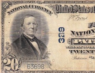 1902 $20 Paterson,  Nj Ch.  329 First National Bank Note 63698
