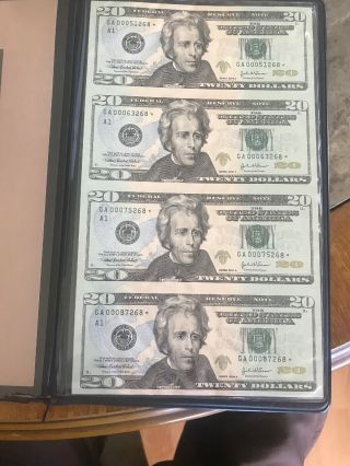 2004 A $20 G - A Series 4 Star Note Uncut Sheet With Cover &