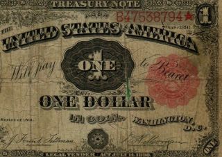 Very Collectible 1891 $1 Legal Treasury Note FR - 351 2