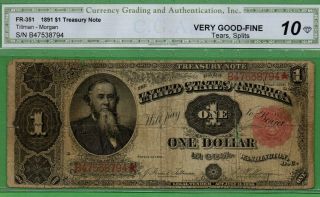 Very Collectible 1891 $1 Legal Treasury Note FR - 351 3