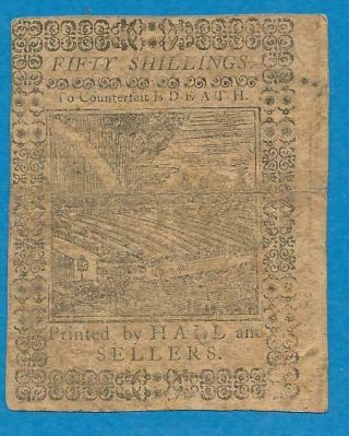 PA.  170 FIFTY SHILLINGS COLONIAL CURRENCY OCT L,  1st.  1773 CHOICE VF 2