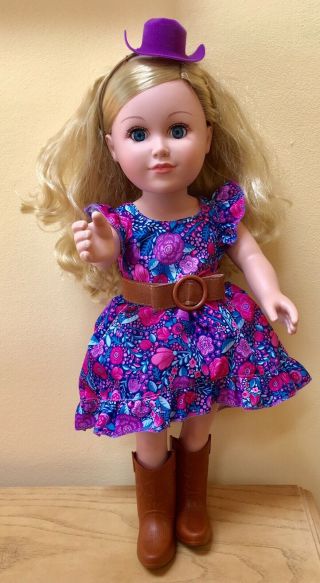 2013 My Life As Cowgirl 18 " Doll Long Curly Blonde Hair,  Blue Eyes