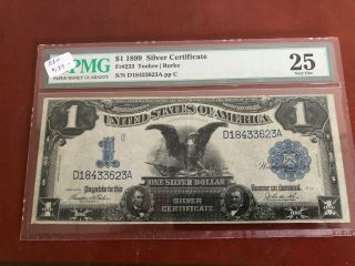 $1.  00 1899 $1 Silver Certificate.  Black Eagle Fr 233.  Large Pmg 25 Vf Very Fine