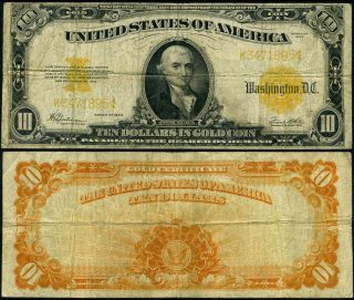 Fr.  1173 $10 1922 Gold Certificate Fine Gold Coin Note