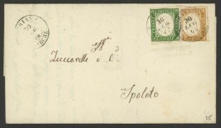 Sardinia,  Italy Stamps Scott 10 & 11 On 1863 Cover