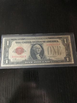 1928 $1 Red Seal Legal Tender Note Low Serial Number 2633 Fr1500
