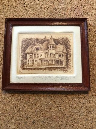 Miniature Artisan Signed John Anthony Miller " Victorian Mansion " Engraving