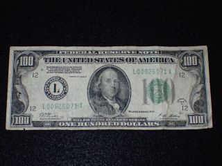 Us Federal Reserve Note $100 One Hundred Dollars In Gold 1928a L San Francisco