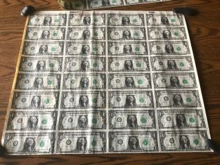 Uncut Us Currency Sheets (3) 32 X $1 Bill Dollar Federal Reserve Notes From 1985