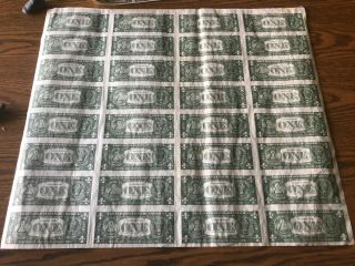 Uncut US Currency Sheets (3) 32 x $1 Bill Dollar Federal Reserve Notes from 1985 2