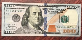 Crisp $100 Dollar Bill Star Note Series 2009a Lc01617099 Low Number