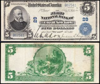 1902 $5 York,  Ny Ch.  29 The First National Bank Note B67541