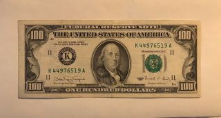Small Head One Hundred Dollar Bill 1990 B $100 Federal Reserve Note
