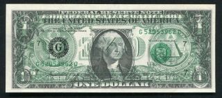 1974 $1 Federal Reserve Note “complete Back To Face Offset Printing Error” Unc