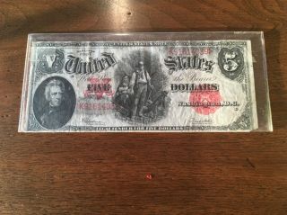Series 1907 Five Dollars Us United States Woodchopper Legal Tender $5 Note Fr91