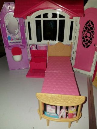 Barbie Folding House Playset Fold & Go Travel Case Bedroom Bathroom Kitchen 2