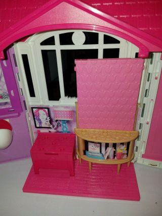 Barbie Folding House Playset Fold & Go Travel Case Bedroom Bathroom Kitchen 3