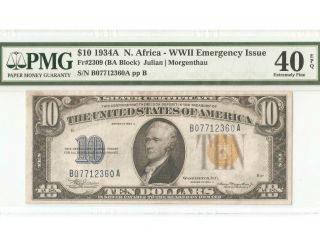 1934 A $10 North Africa Silver Certificate Yellow Seal Extremely Fine