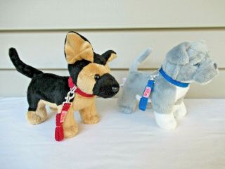 Pair Battat Our Generation Plush Bulldog German Shepard Puppies Dogs For Dolls