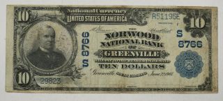 1902 Pb $10 Greenville South Carolina National Bank Note Choice Very Fine (195e)